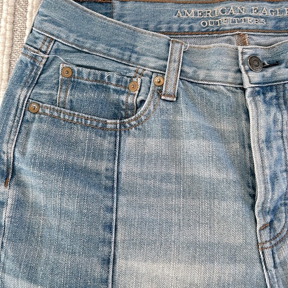 American Eagle Womens Two Tone Ankle Crop Denim Jeans High Waisted Sz 8 Raw Hem - Picture 5 of 13